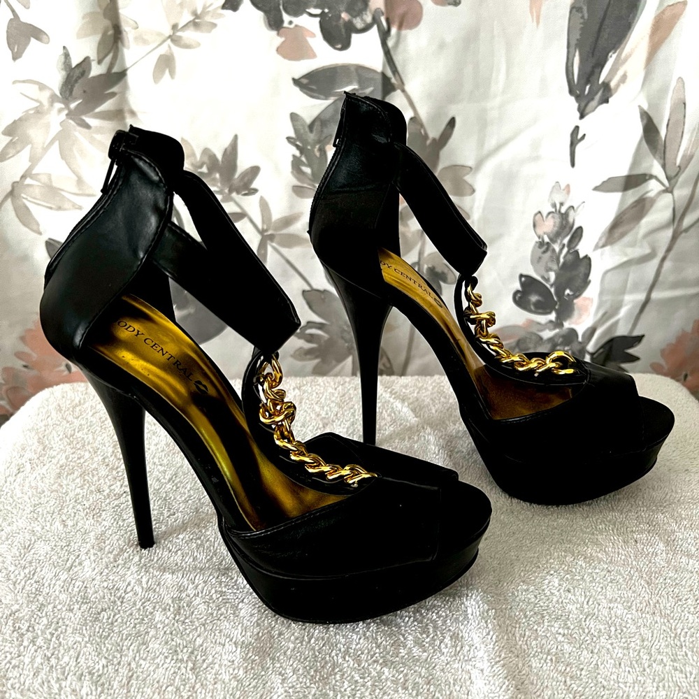 Black and Gold Heels